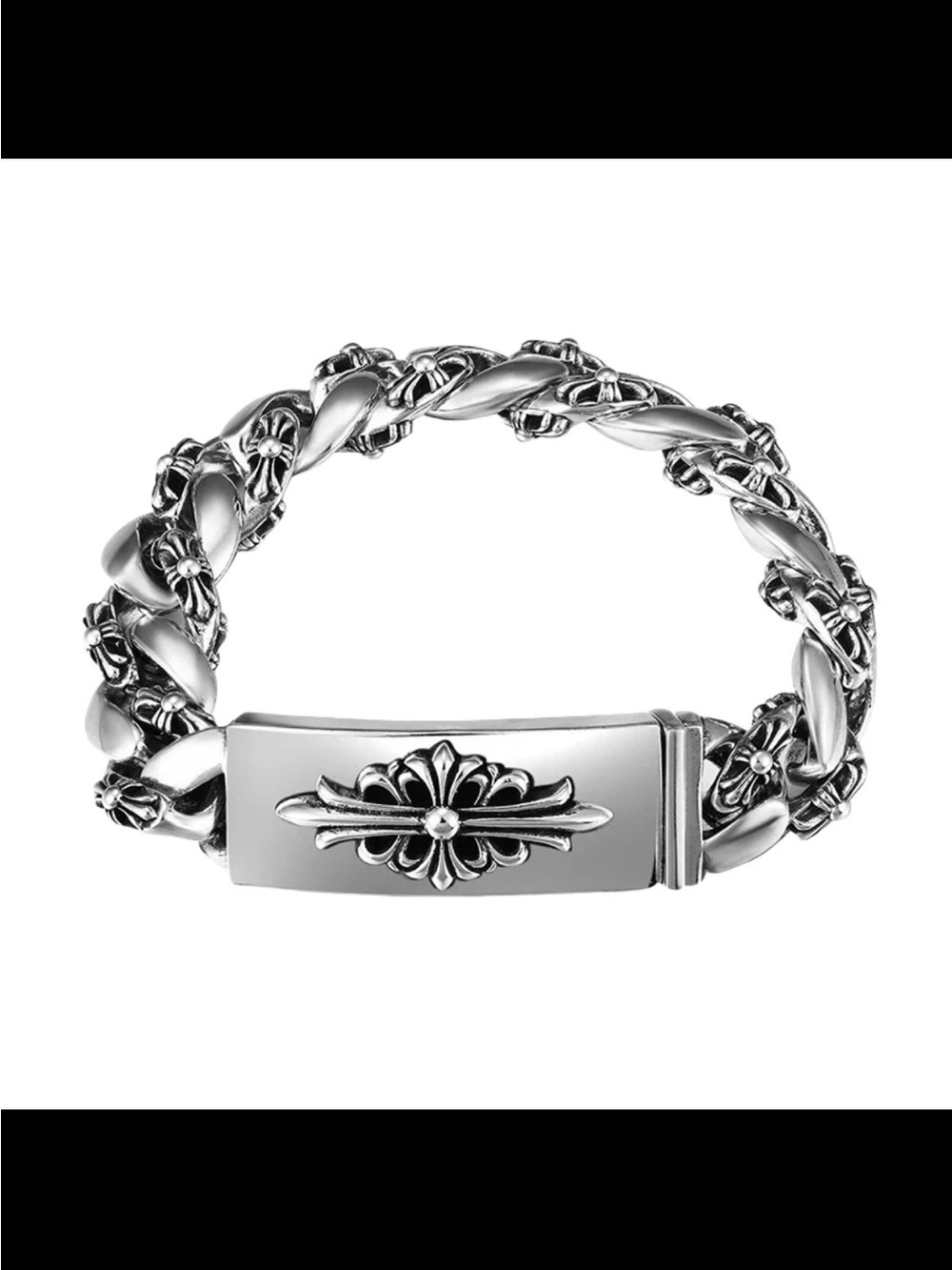 Chrome Hearts Silver Floral Center Men's Bracelet
